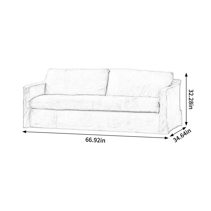 Latitude Run® American retro wabiSabi style cotton linen sofa can be
